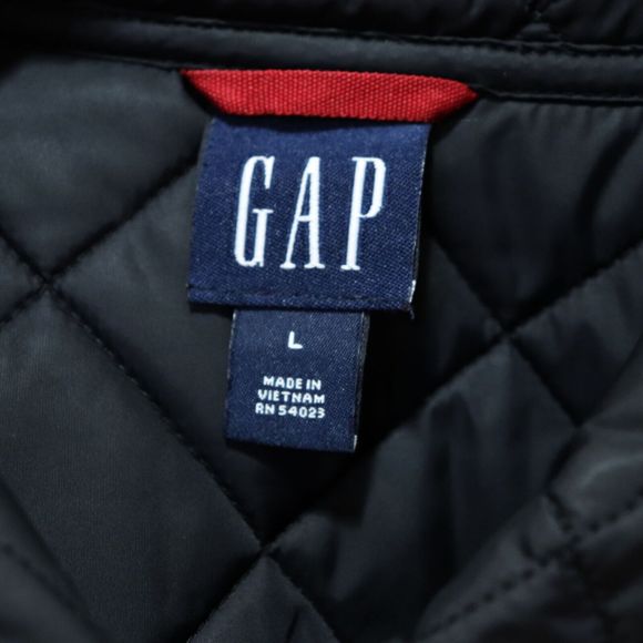 Gap Women's VTG Quilted Jacket L Large Black Button Front Drawstring Waist Coat - Picture 9 of 10